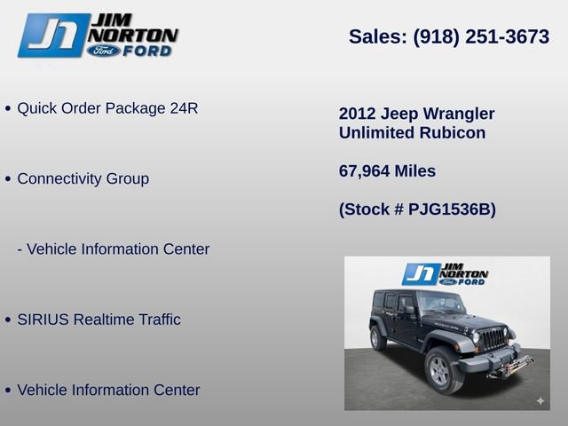 Used 2012 Jeep Wrangler Unlimited Rubicon w/ Connectivity Group AWD/4WD image 8