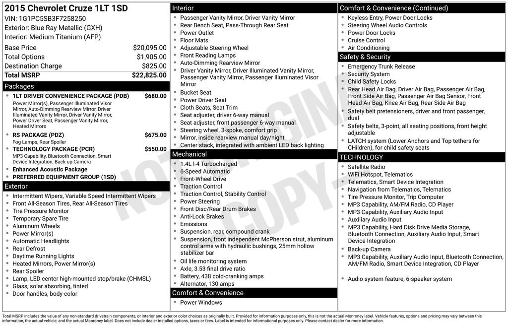 Used 2015 Chevrolet Cruze LT image 12