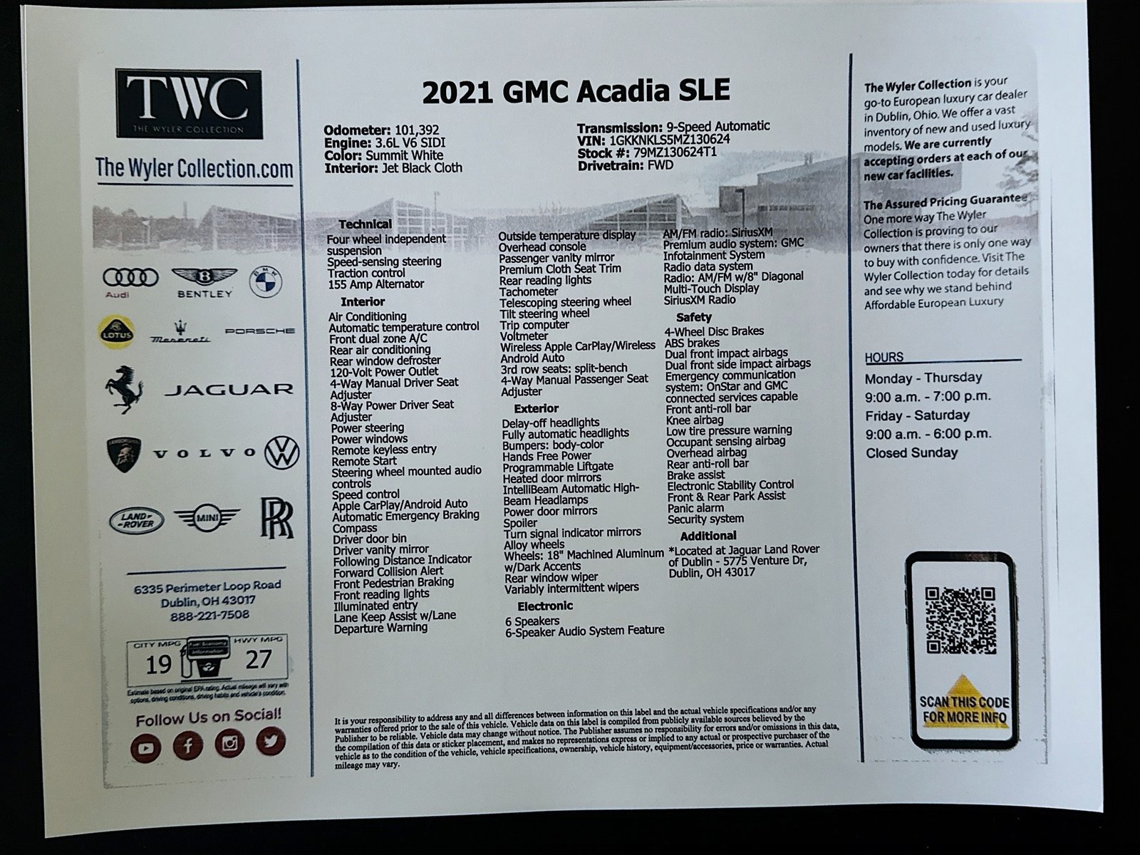 Used 2021 GMC Acadia SLE w/ Driver Convenience Package FWD image 46