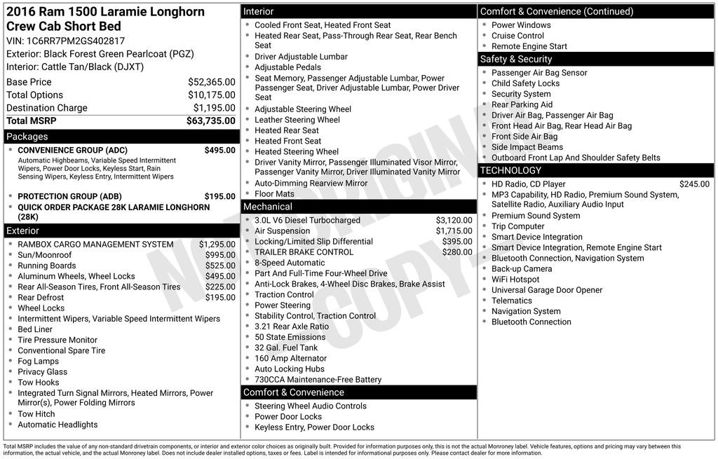Used 2016 RAM 1500 Laramie Longhorn w/ Convenience Group AWD/4WD image 55