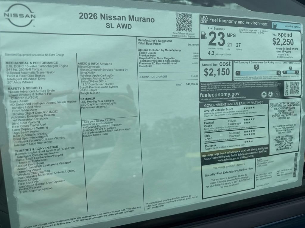 New 2026 Nissan Murano SL AWD/4WD image 40