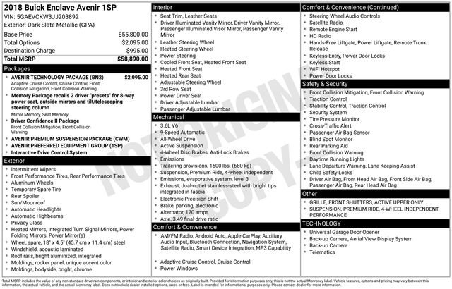 Used 2018 Buick Enclave Avenir w/ Avenir Technology Package image 4