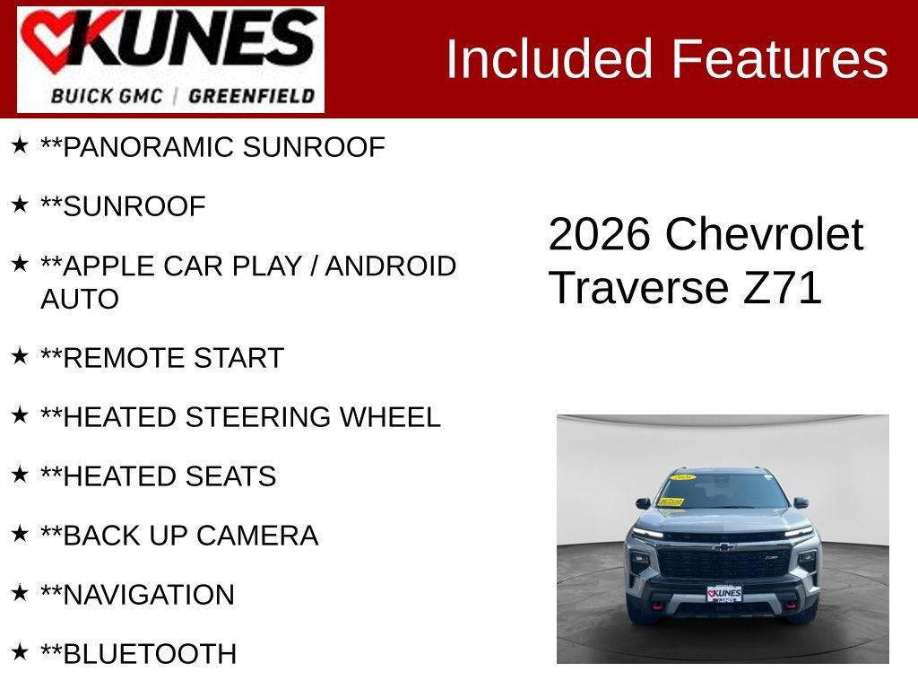 Used 2026 Chevrolet Traverse Z71 w/ Driver Confidence Package AWD/4WD image 2