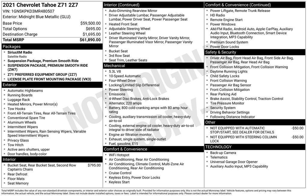 Used 2021 Chevrolet Tahoe Z71 AWD/4WD image 4