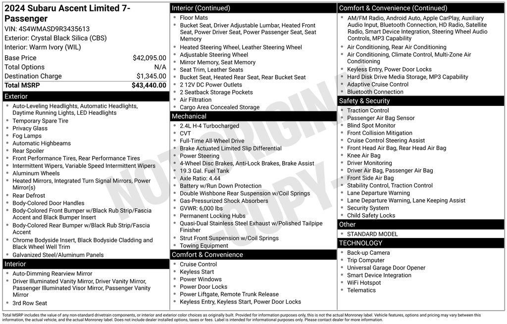 Used 2024 Subaru Ascent Limited AWD/4WD image 2