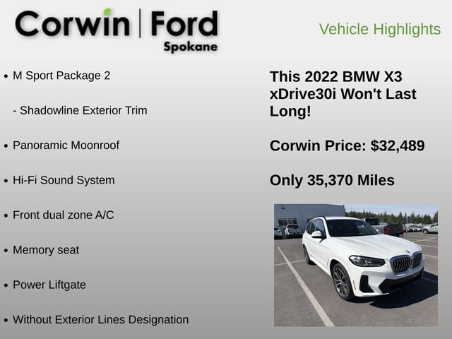 Used 2022 BMW X3 xDrive30i w/ M Sport Package 2 AWD/4WD image 12