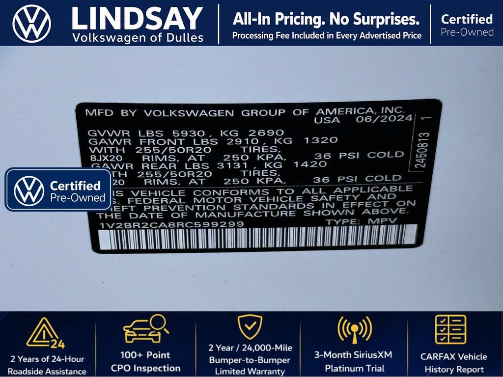 Certified 2024 Volkswagen Atlas SEL AWD/4WD image 29