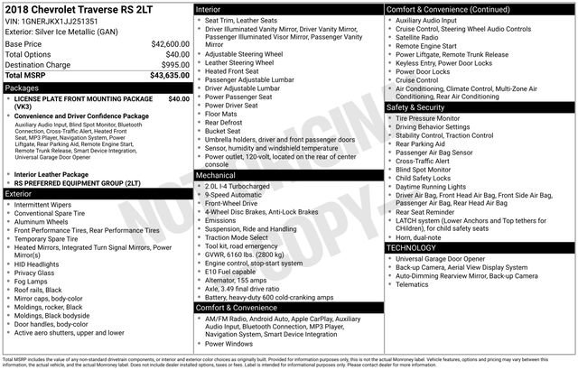 Used 2018 Chevrolet Traverse RS video 2