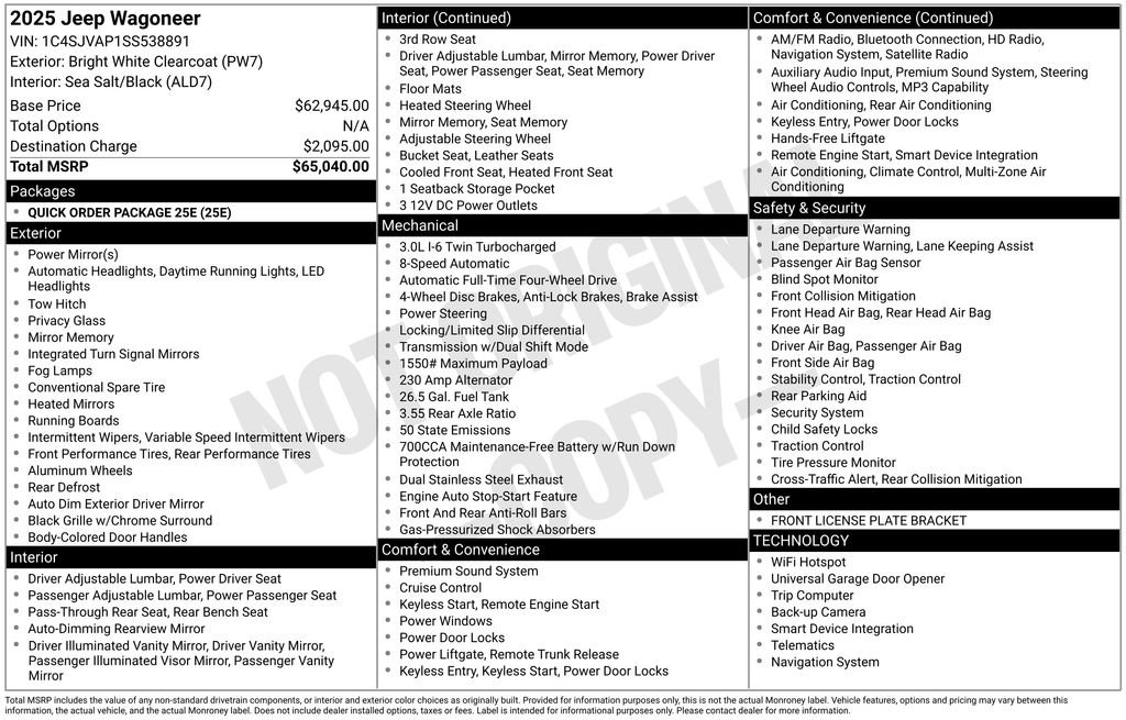 New 2025 Jeep Wagoneer 4WD image 2