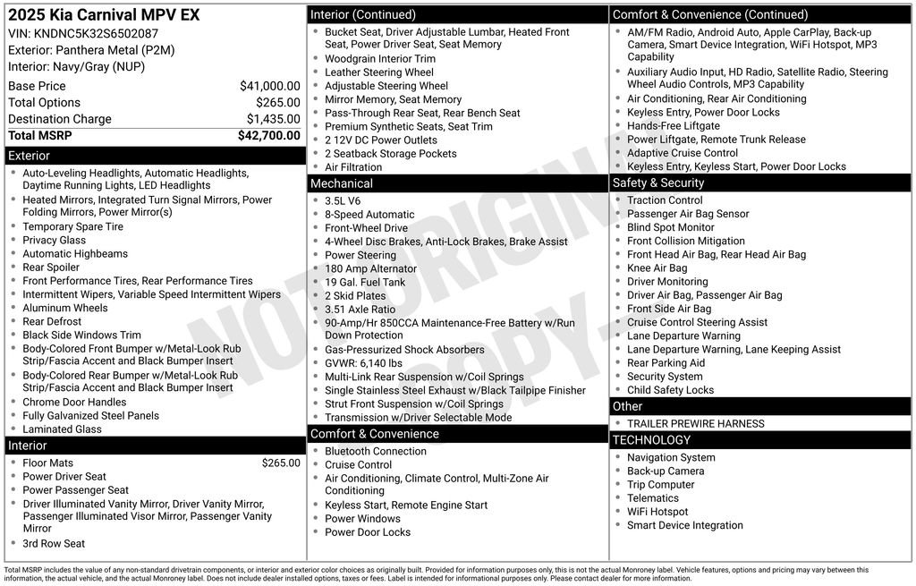 Certified 2025 Kia Carnival EX FWD image 7