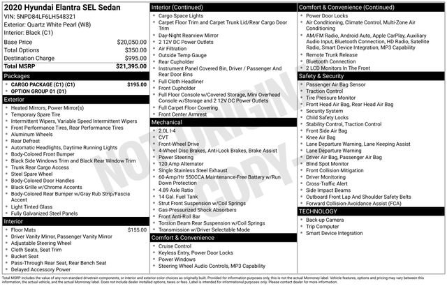Used 2020 Hyundai Elantra SEL w/ Cargo Package (C1) image 1