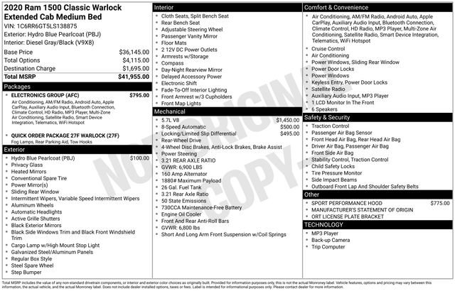 Used 2020 RAM 1500 Classic Warlock w/ Electronics Group image 44