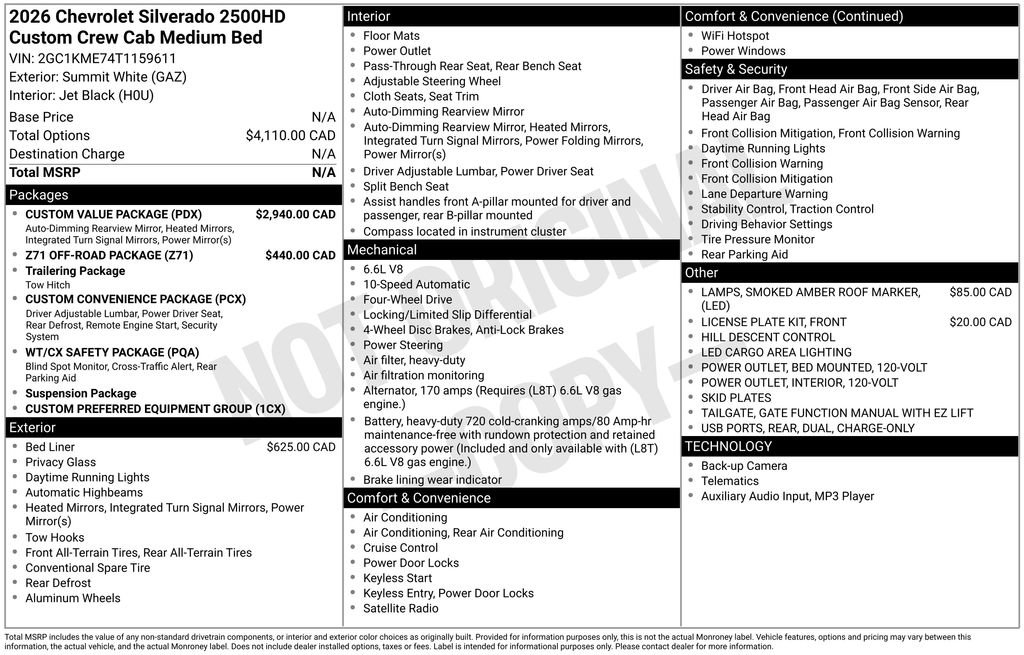 New 2026 Chevrolet Silverado 2500 Custom w/ Custom Value Package image 28