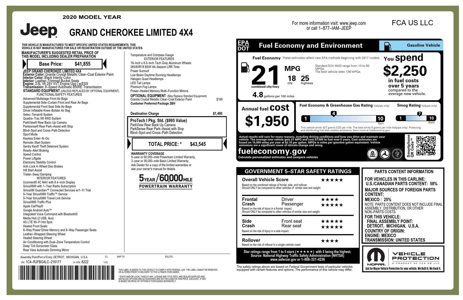 Used 2020 Jeep Grand Cherokee Limited AWD/4WD image 4