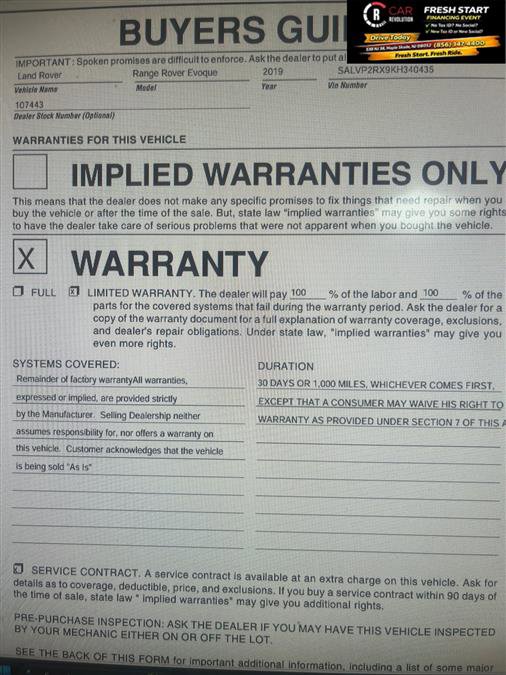 Used 2019 Land Rover Range Rover Evoque SE image 8