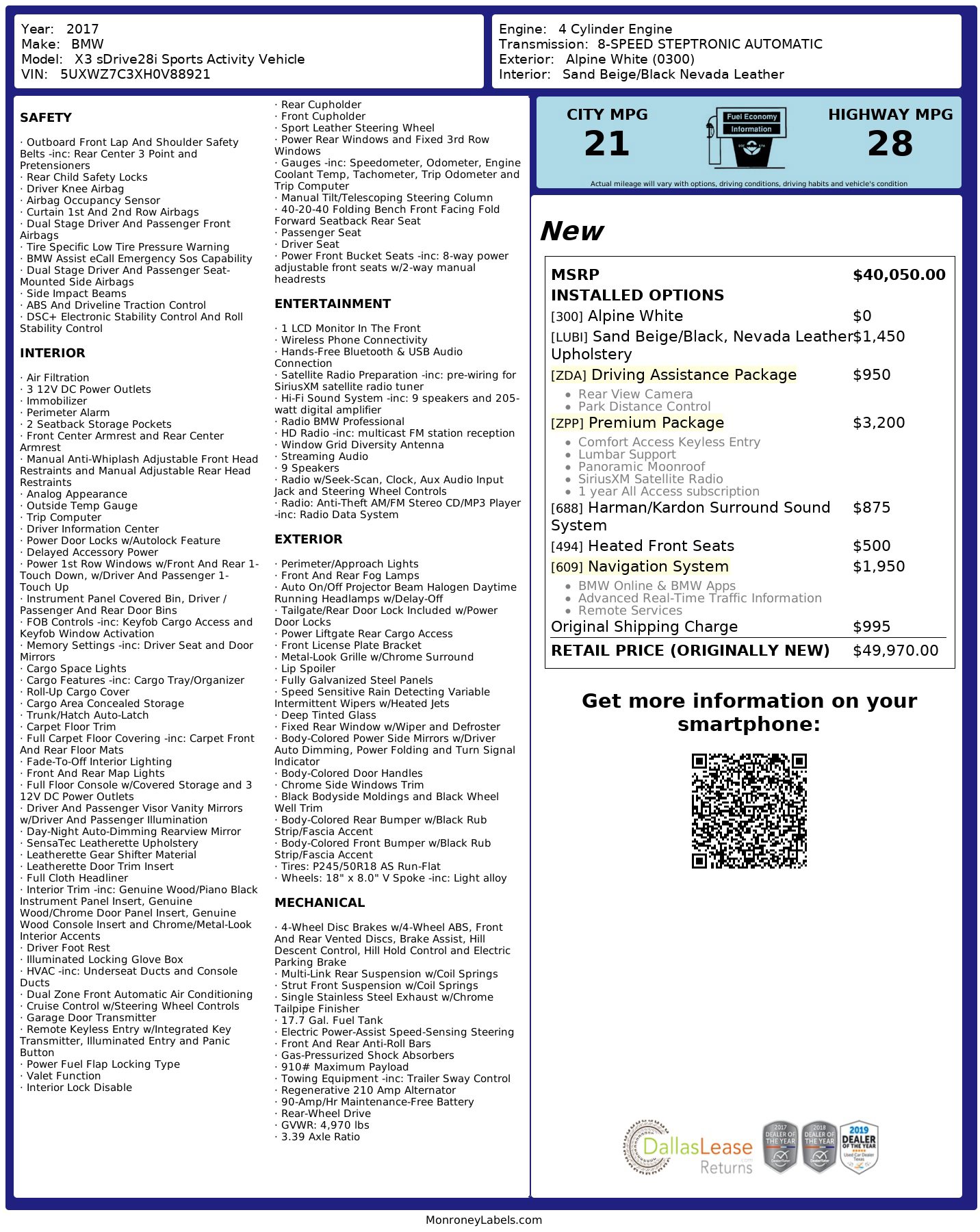 Used 2017 BMW X3 sDrive28i image 3