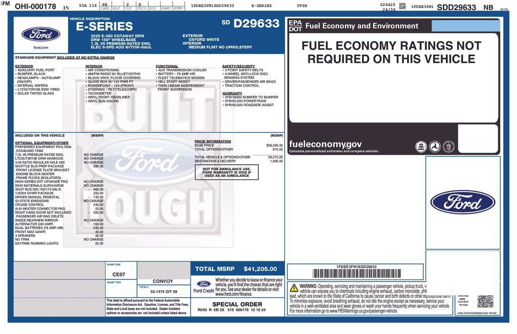 Used 2025 Ford E-350 and Econoline 350 Super Duty w/ Shuttle Bus Prep Package image 23