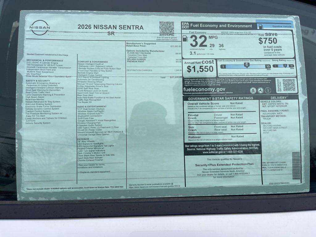 New 2026 Nissan Sentra SR w/ Floor Mat Package image 28