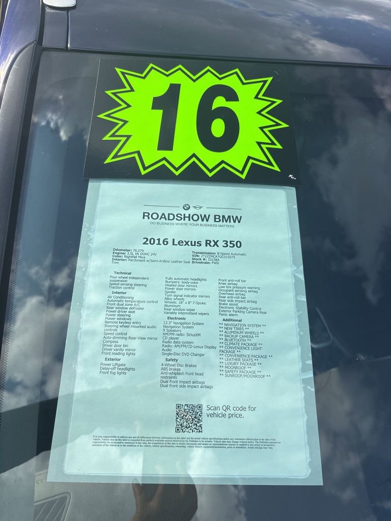 Used 2016 Lexus RX 350 FWD w/ Premium Package image 20