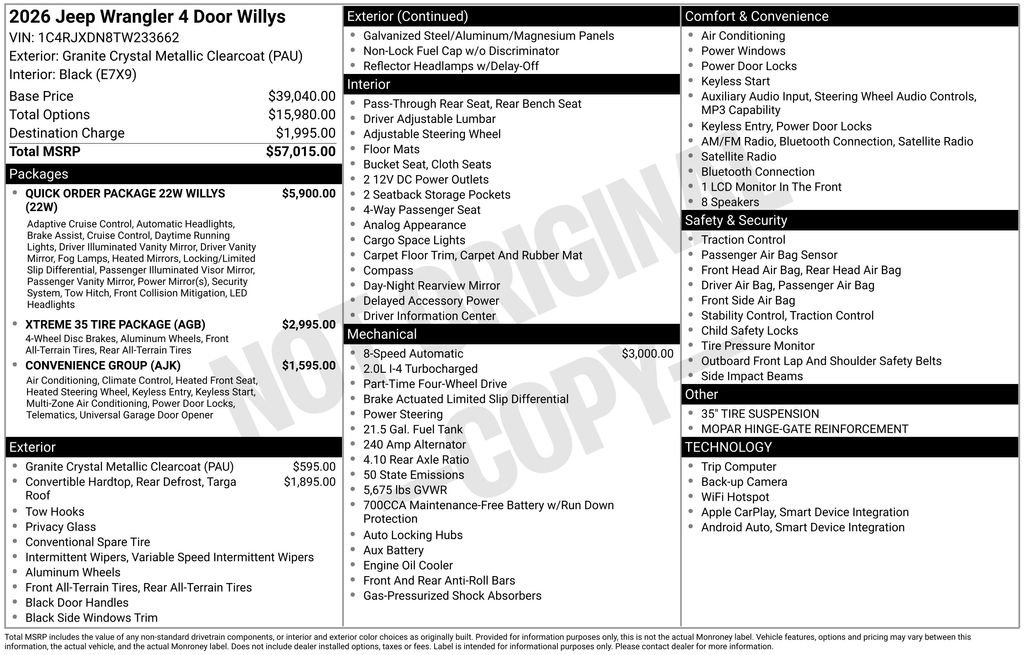 New 2026 Jeep Wrangler Unlimited Sport AWD/4WD image 30