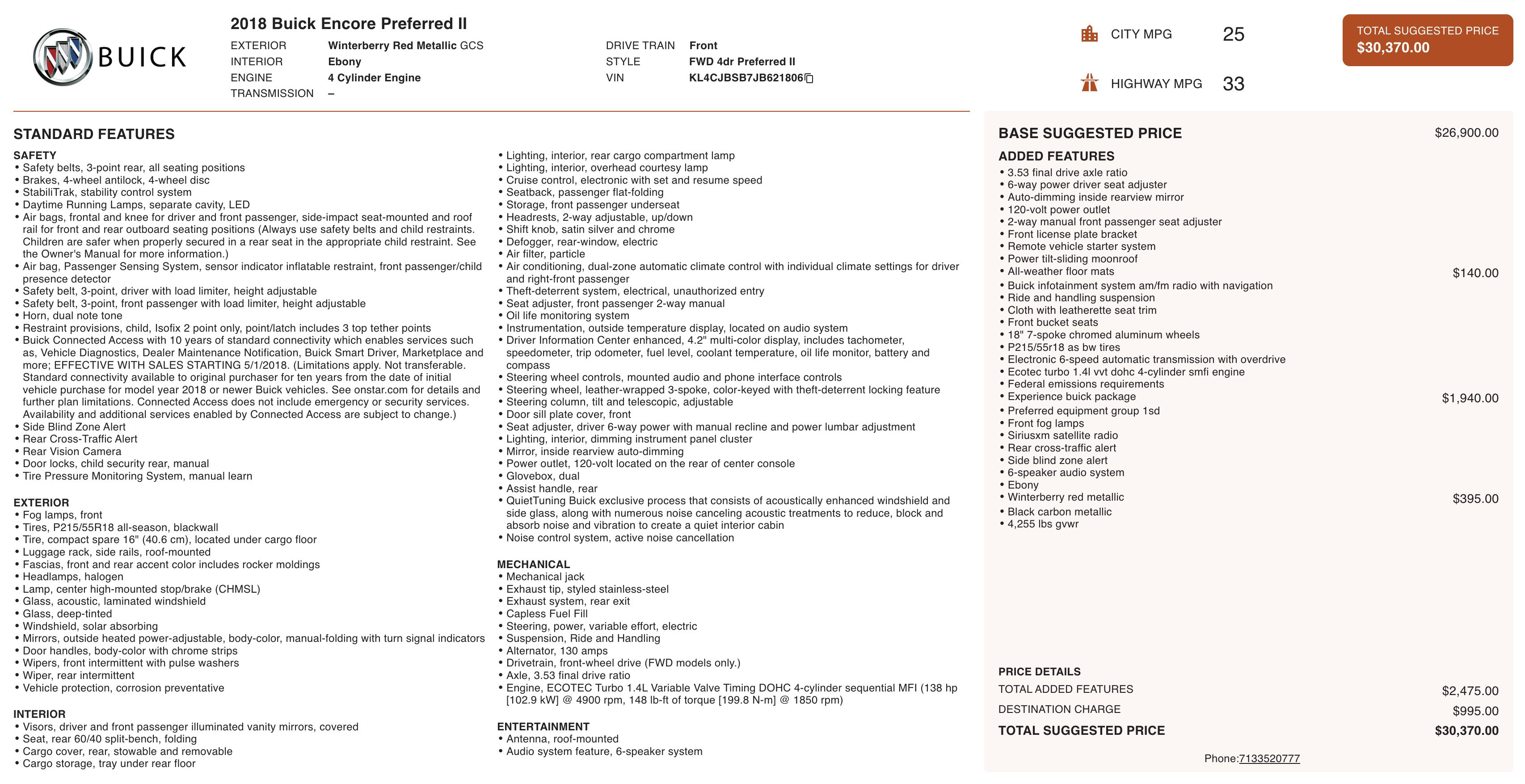 Used 2018 Buick Encore Preferred w/ Experience Buick Package image 5