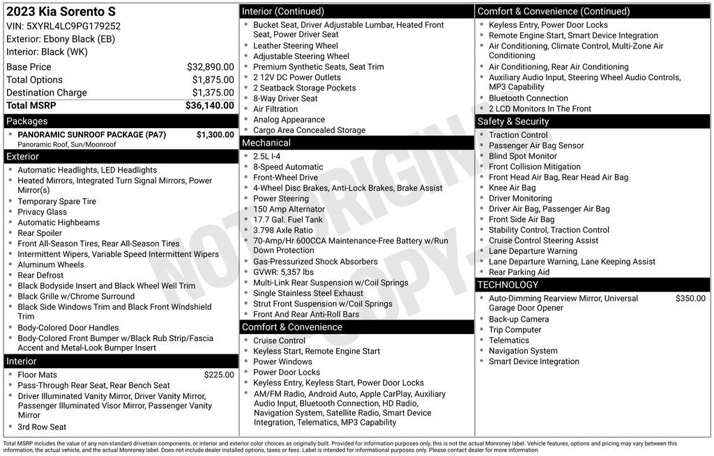 Used 2023 Kia Sorento S w/ Panoramic Sunroof Package image 37