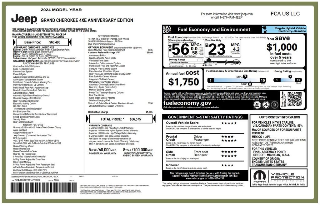 Used 2024 Jeep Grand Cherokee Limited 4xe AWD/4WD image 3