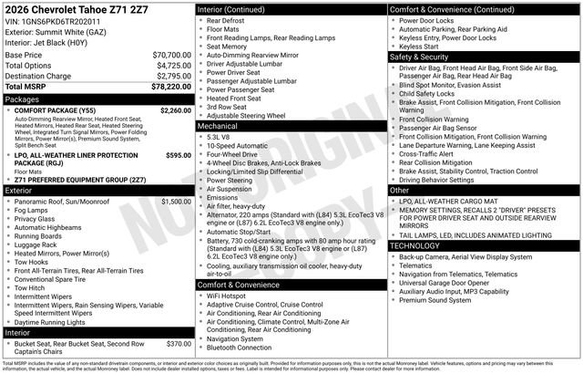 Used 2026 Chevrolet Tahoe Z71 w/ Comfort Package AWD/4WD image 74