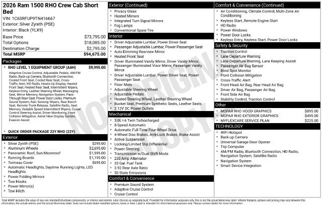 New 2026 RAM 1500 RHO w/ RHO Level 1 Equipment Group AWD/4WD image 30