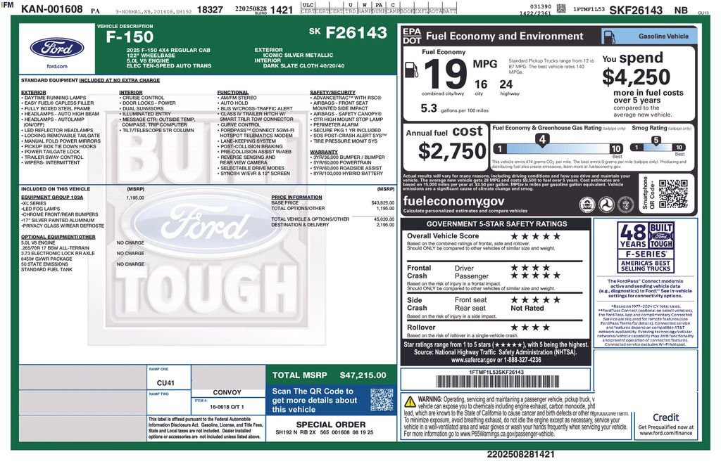 Certified 2025 Ford F150 XL w/ Equipment Group 103A High image 6