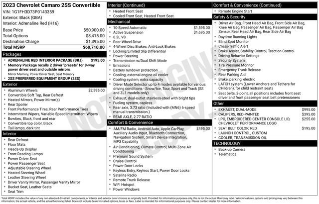 Used 2023 Chevrolet Camaro SS RWD image 7