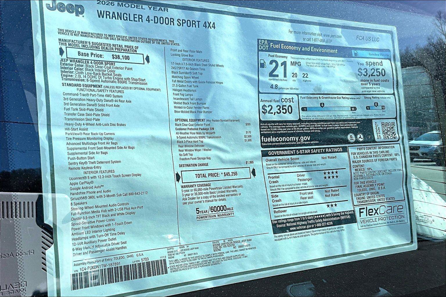 New 2026 Jeep Wrangler Unlimited Sport AWD/4WD image 14