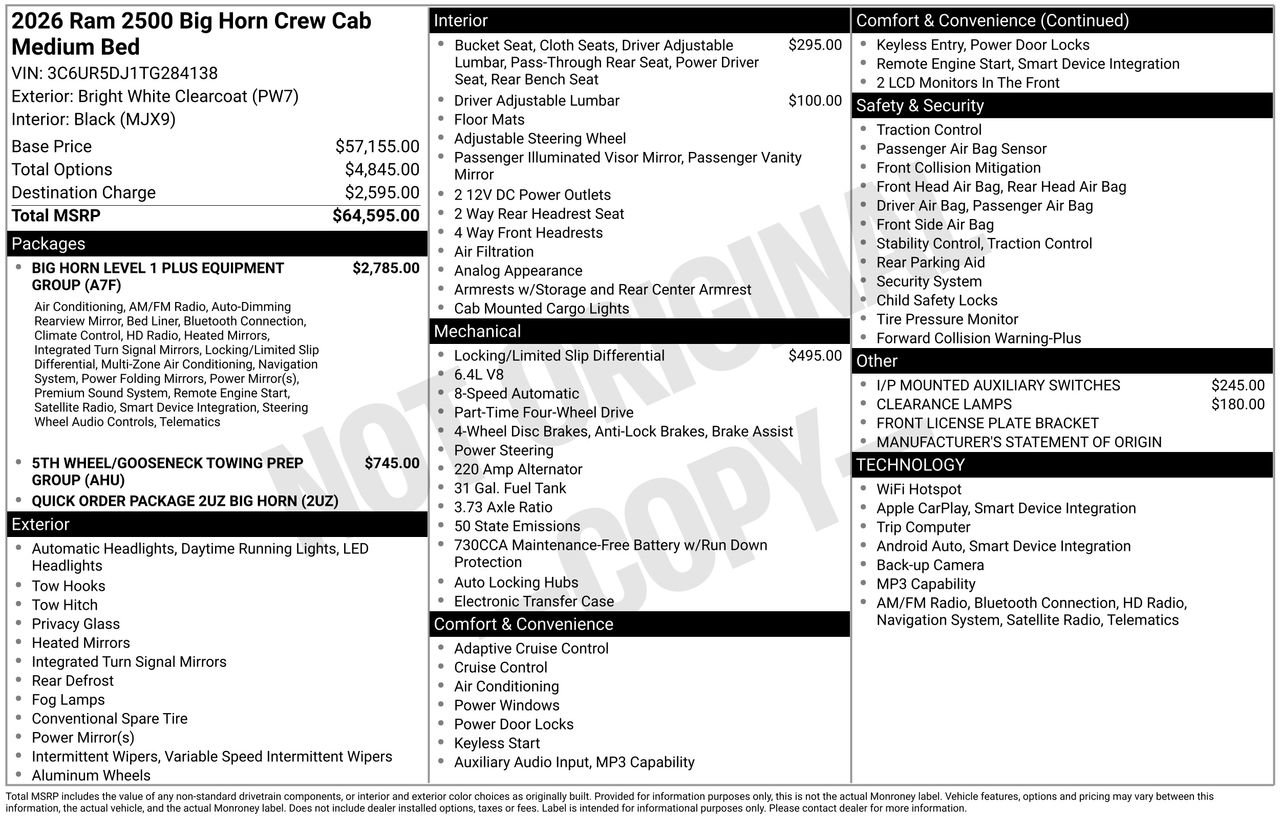 New 2026 RAM 2500 Big Horn AWD/4WD image 31
