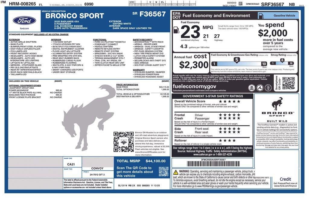 New 2025 Ford Bronco Sport Badlands w/ Badlands Tech Package image 8