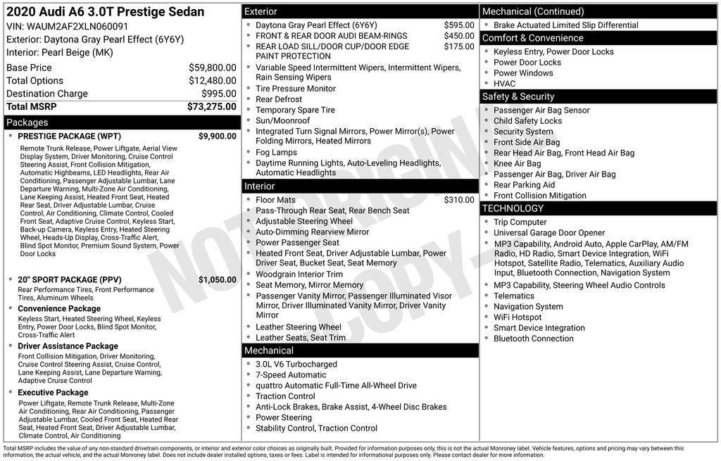 Used 2020 Audi A6 3.0T Prestige w/ Prestige Package AWD/4WD image 2