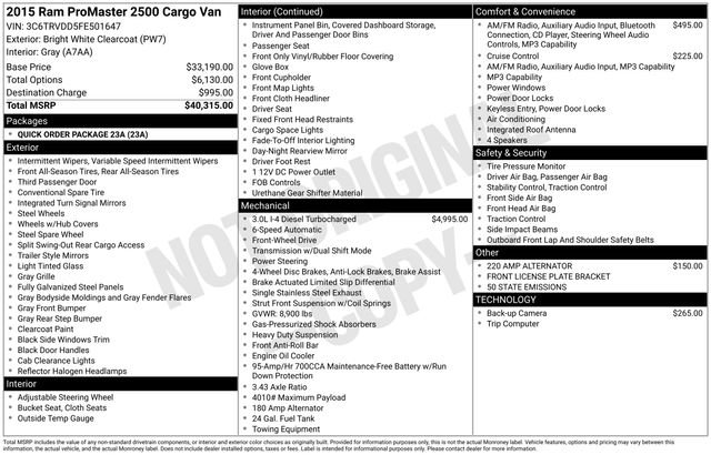 Used 2015 RAM ProMaster 2500 image 9