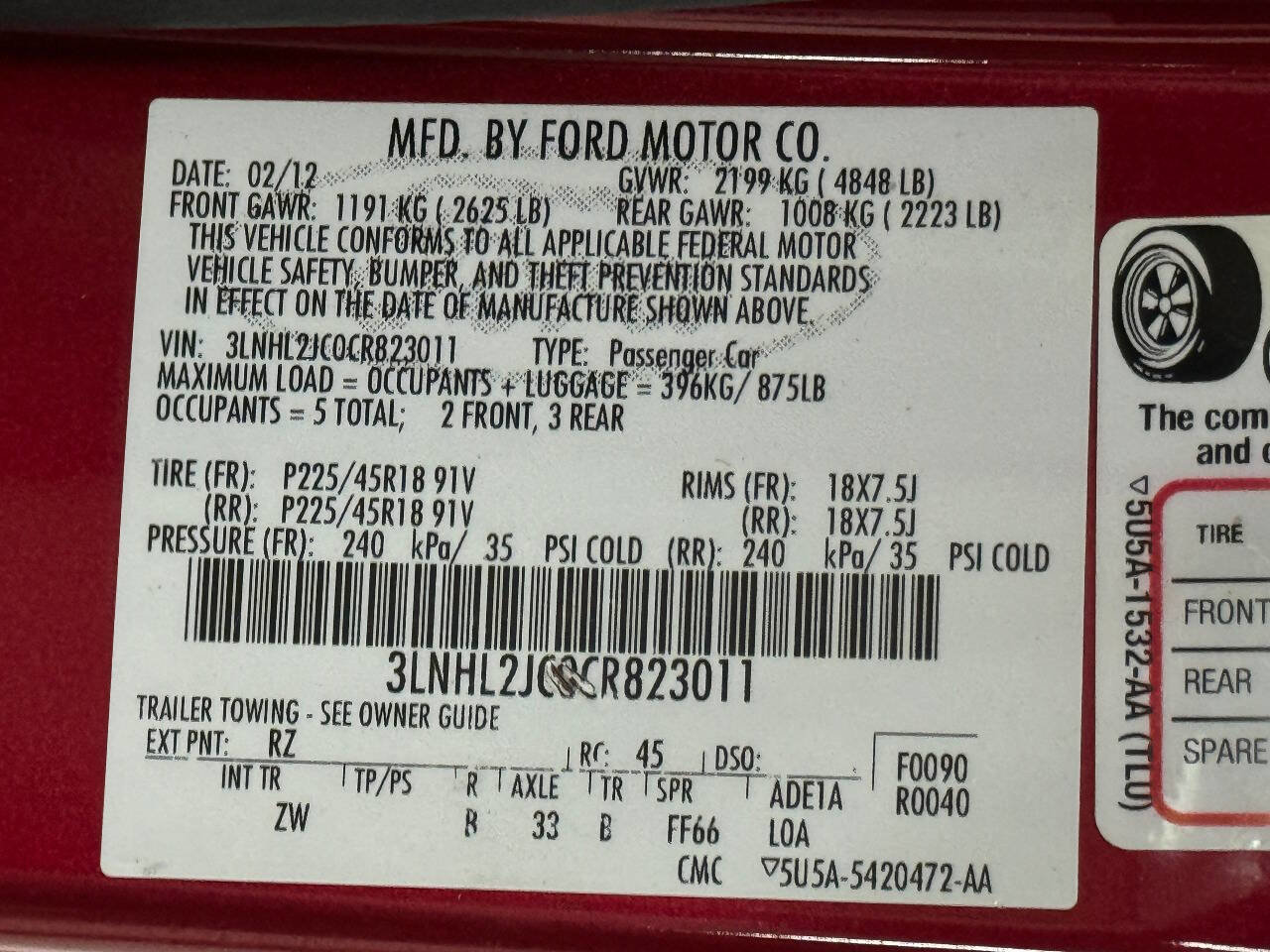 Used 2012 Lincoln MKZ AWD w/ Sport Appearance Pkg image 71