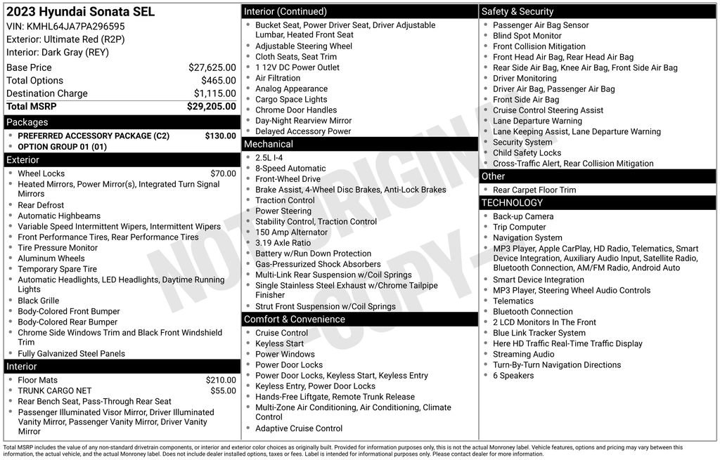 Used 2023 Hyundai Sonata SEL w/ Preferred Accessory Package FWD image 14