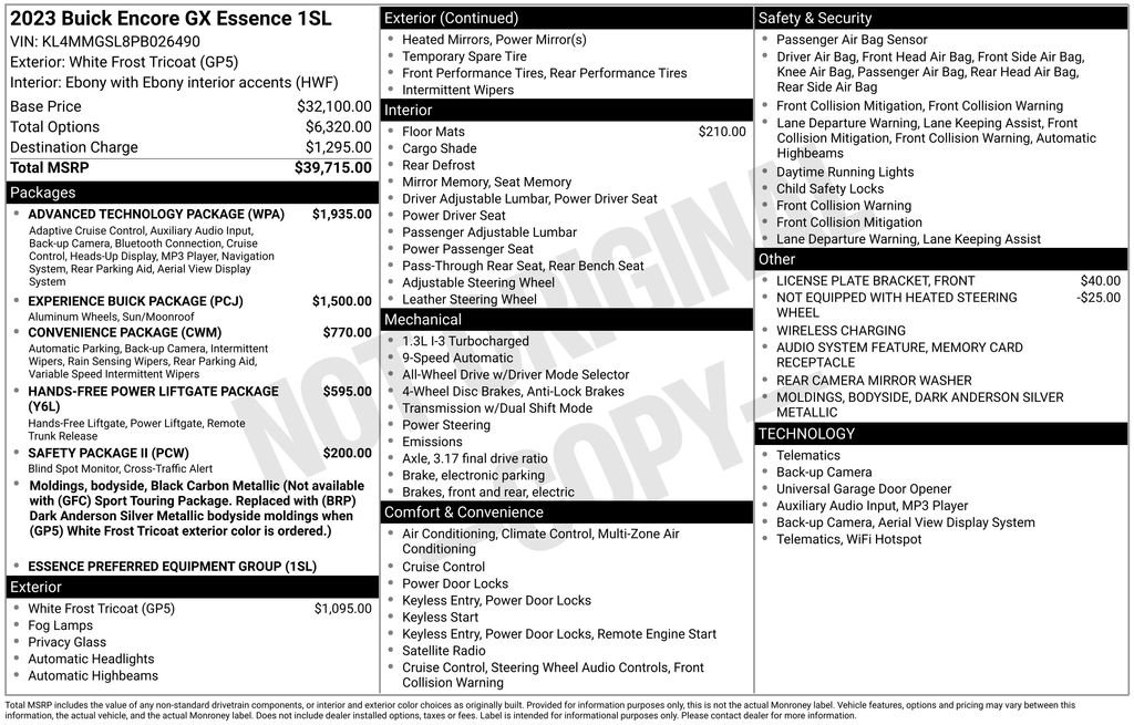 Used 2023 Buick Encore GX Essence w/ Advanced Technology Package AWD/4WD image 13