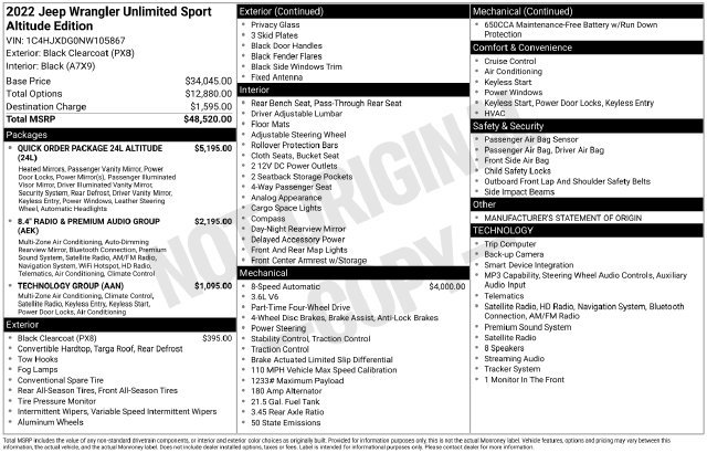 Used 2022 Jeep Wrangler Unlimited Sport AWD/4WD image 49