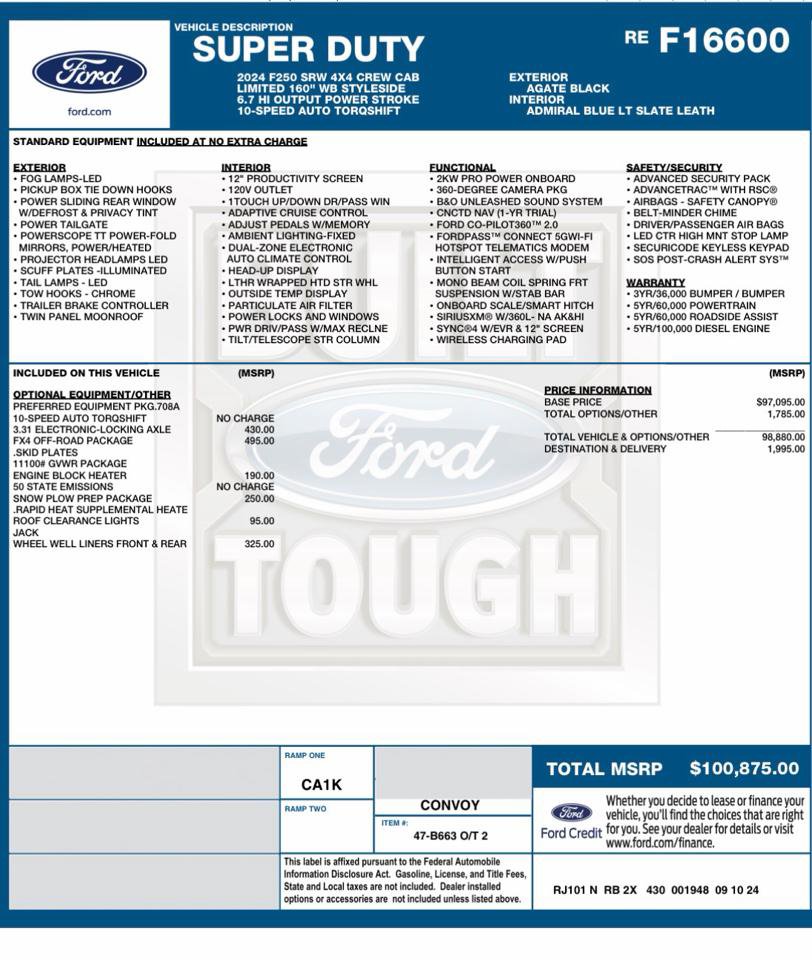Used 2024 Ford F250 Limited w/ FX4 Off-Road Package image 36