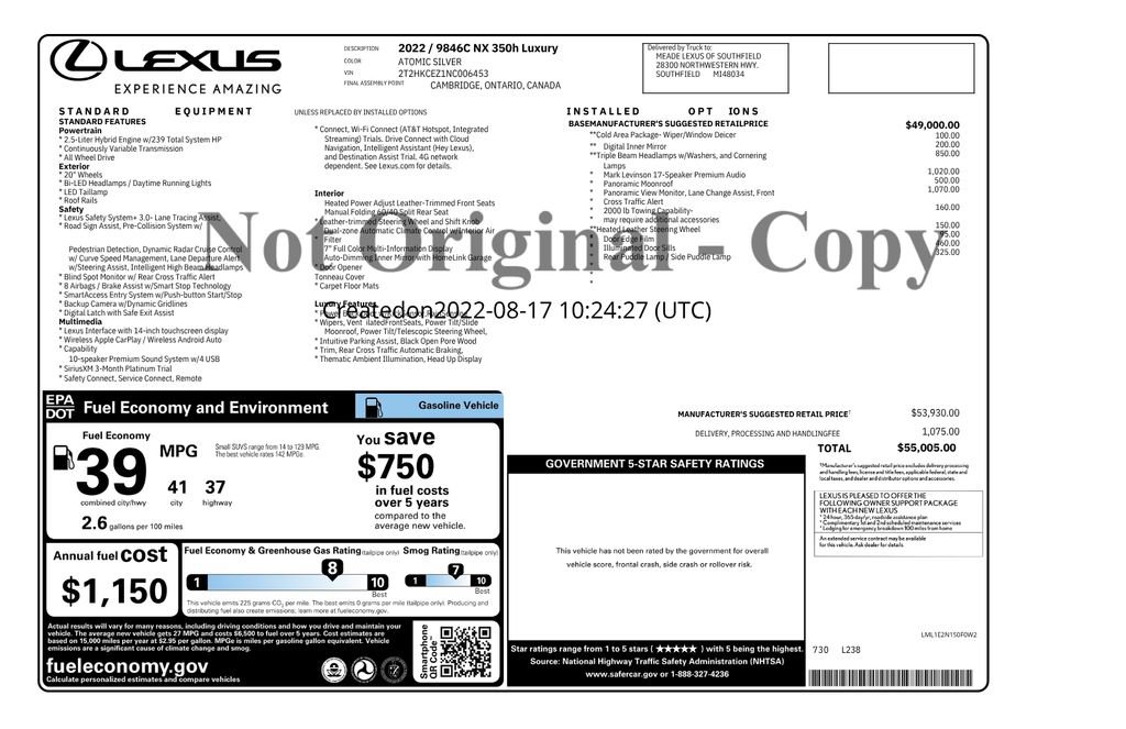 Used 2022 Lexus NX 350h AWD w/ Vision Package image 11
