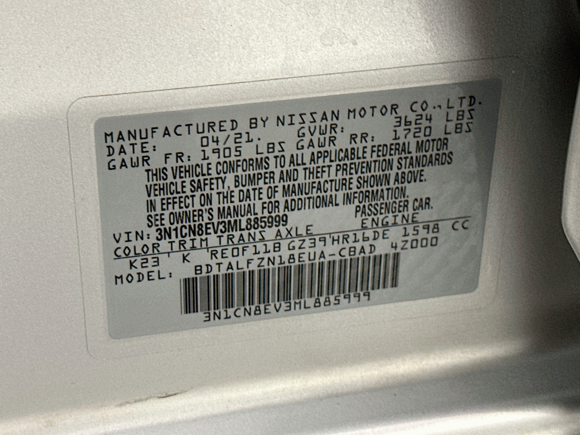 Used 2021 Nissan Versa SV FWD image 12