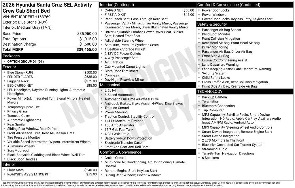 Certified 2026 Hyundai Santa Cruz SEL AWD/4WD image 6