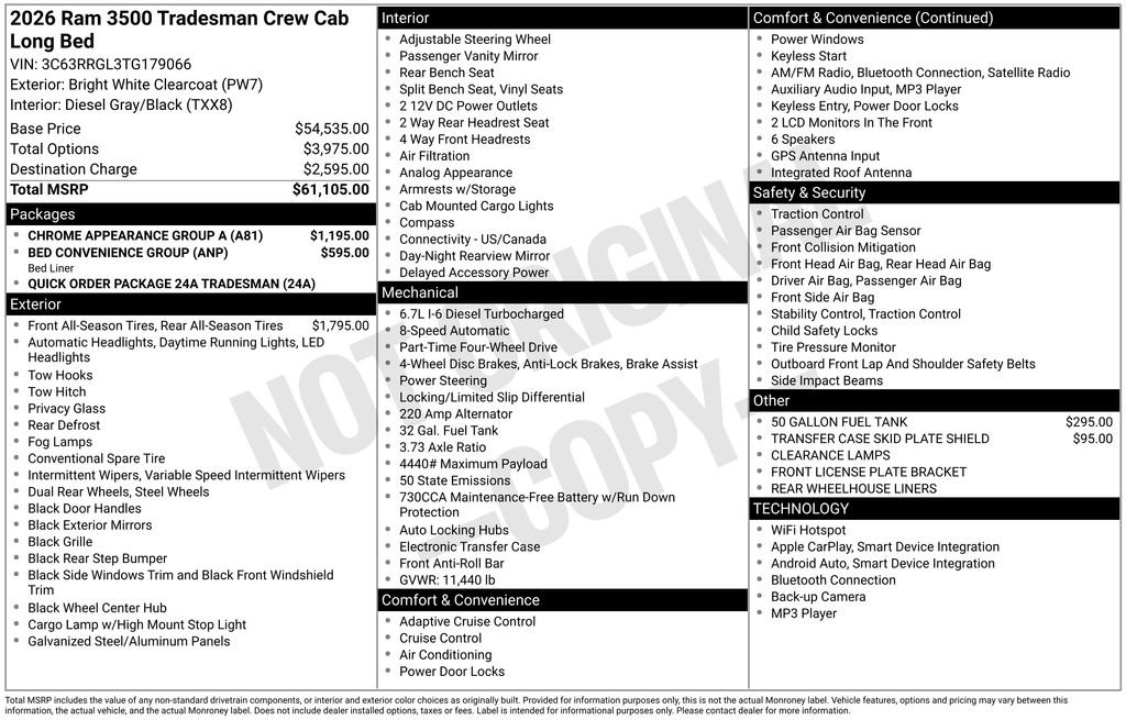 New 2026 RAM 3500 Tradesman w/ Chrome Appearance Group A image 3