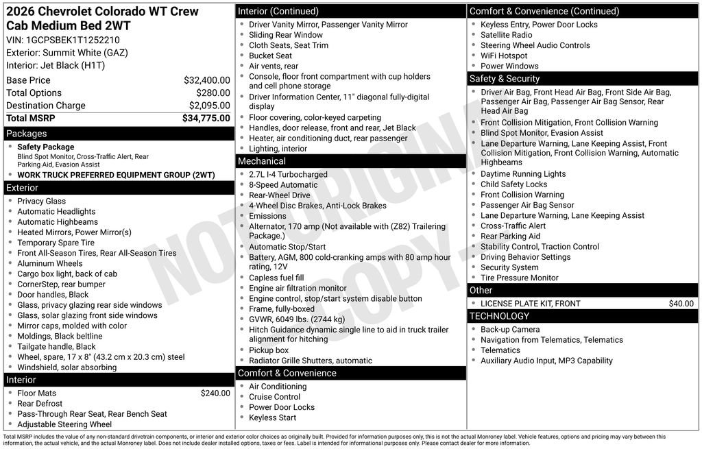 New 2026 Chevrolet Colorado W/T RWD image 30