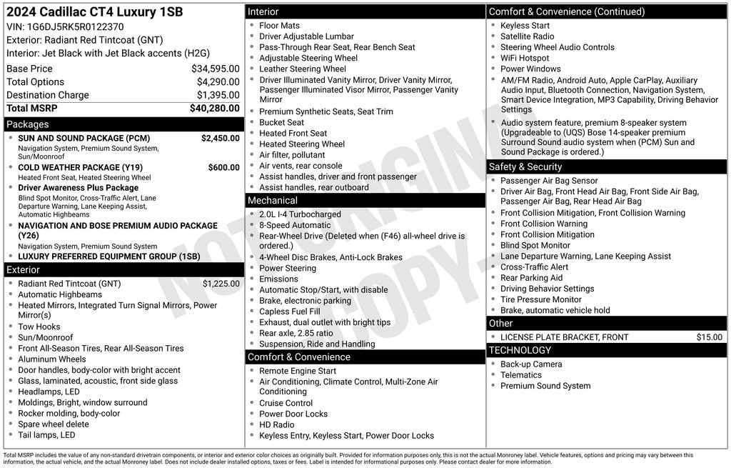 Certified 2024 Cadillac CT4 Luxury w/ Sun And Sound Package RWD image 44