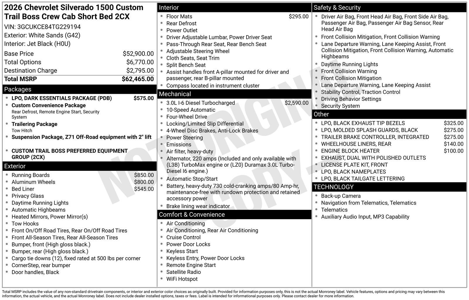 New 2026 Chevrolet Silverado 1500 Custom Trail Boss w/ LPO, Dark Essentials Package AWD/4WD image 15