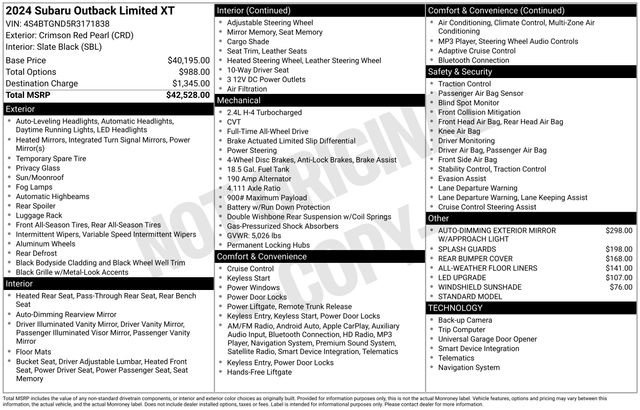 Used 2024 Subaru Outback Limited XT image 32