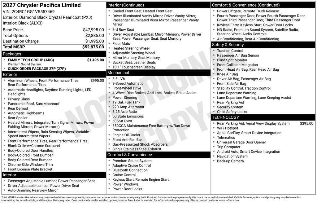 New 2027 Chrysler Pacifica Limited w/ Family Tech Group FWD image 9